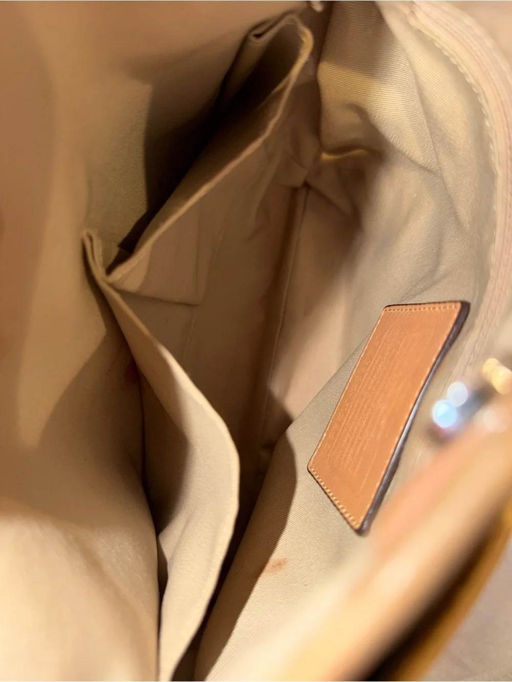Coach Khaki/Brown Signature Canvas Shoulder Bag with Tan Trim